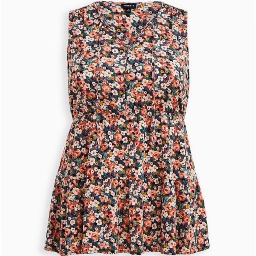 Torrid Rayon Slub Button-Front Tiered Tank - Picture 2 of 4